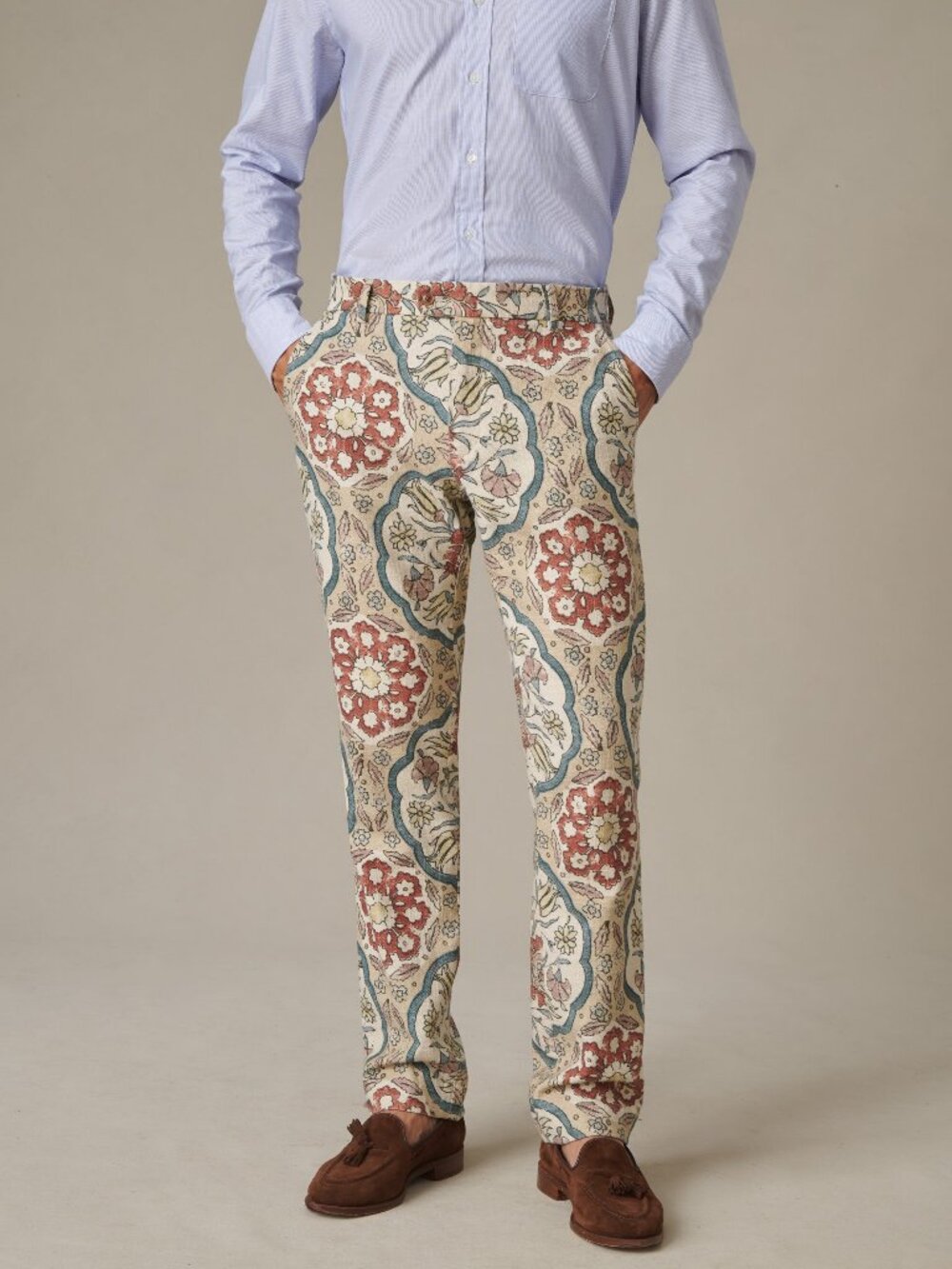 J McLaughlin Madison Fancy Pants in Worlds Away - Red/Blue/Taupe NEW